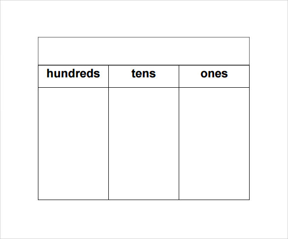 Place Value Chart Template Free