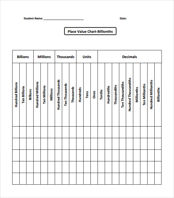 Sample Place Value Chart - 8+ Free Documents in PDF, Word