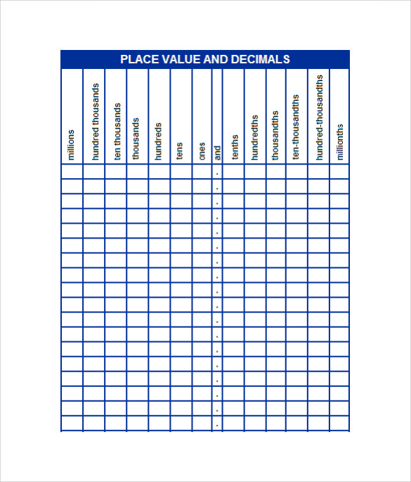 FREE 27 Sample Place Value Chart Templates In PDF MS Word