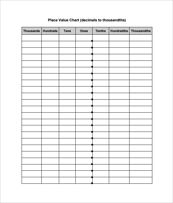 FREE 8+ Sample Place Value Chart Templates in PDF MS Word