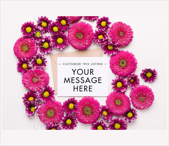 business invitation template with flowers styled
