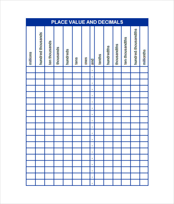 Place Value Decimals Chart Printable Printable World Holiday