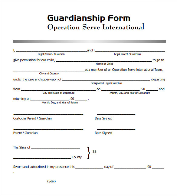 8 Legal Guardianship Form Templates to Download for Free Sample Templates