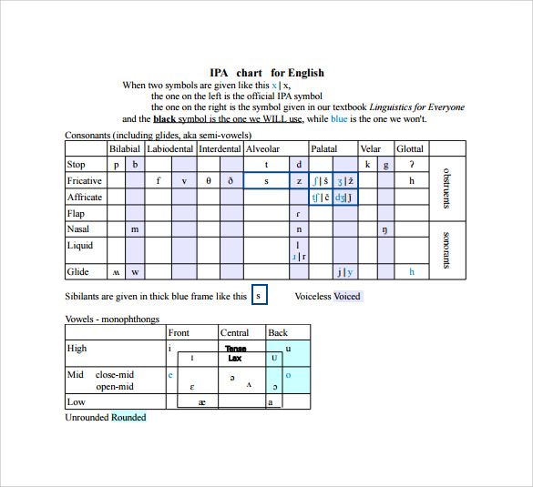 FREE 8+ IPA Chart Templates in PDF | MS Word