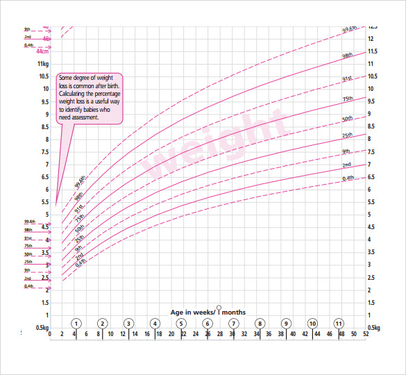 example of girls weight chart