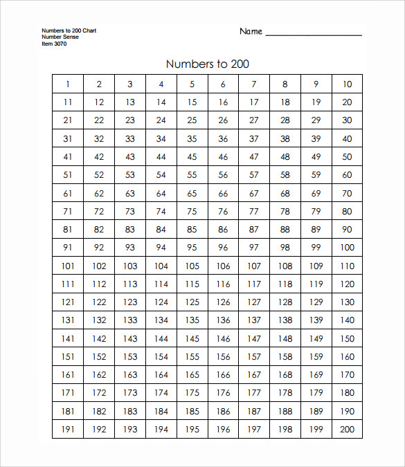 Free 7 Number Chart Samples In Pdf Ms Word