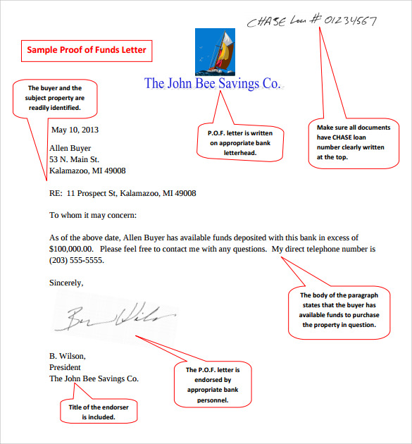 FREE 7+ Sample Proof of Funds Letter Templates in PDF MS Word