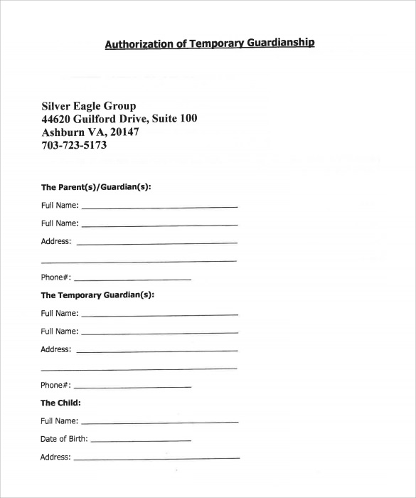 FREE 8+ Sample Temporary Guardianship Forms in PDF MS Word