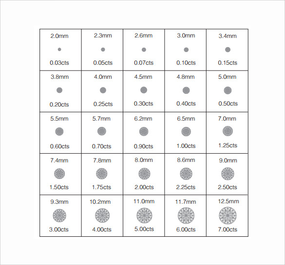 Printable Diamond Size Chart Printable Templates