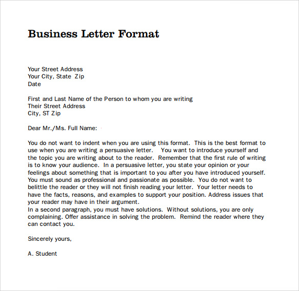 FREE 6+ Sample Professional Business Letter Templates in PDF | MS Word