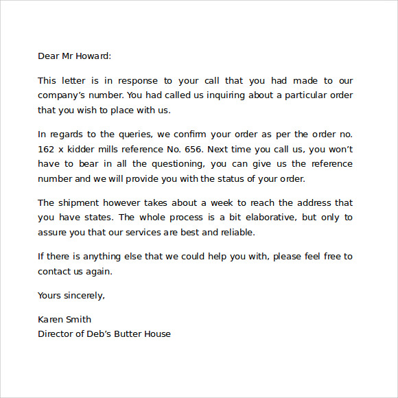 sample professional business letter example 