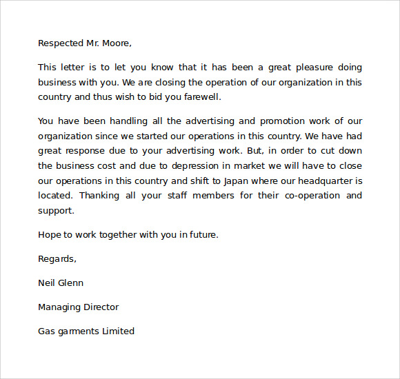 sample closing business letter to client