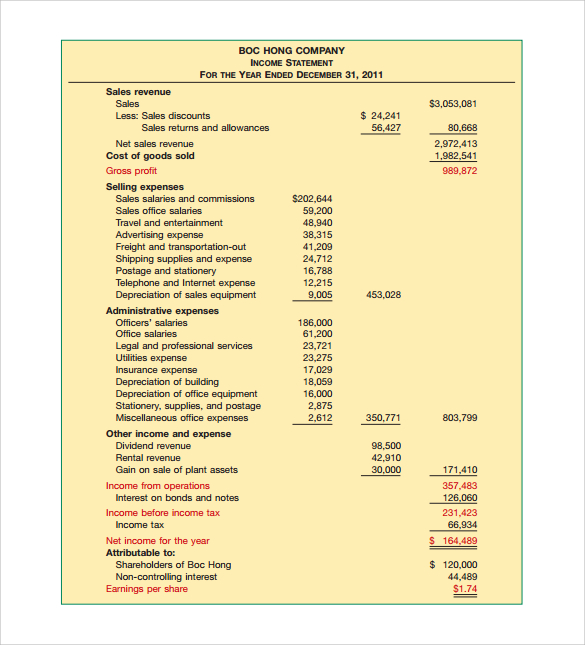 FREE 11+ Sample Income Statement Templates in PDF | MS Word