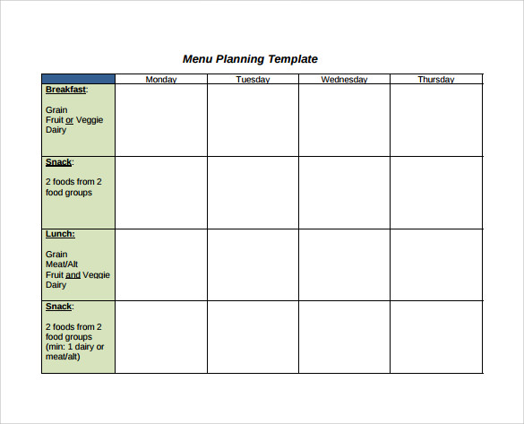 simple menu planning template