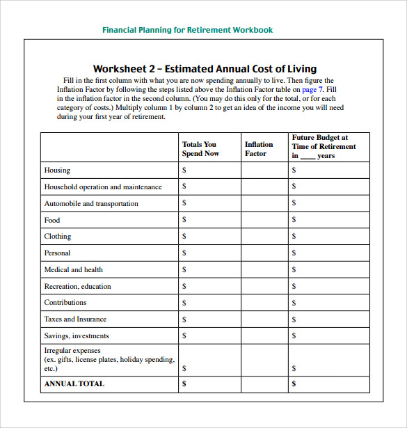 printable financial plan template