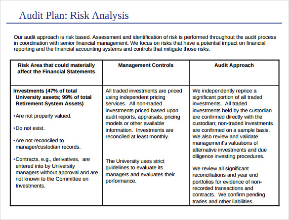 audit plan template example
