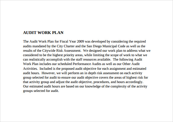 audit work plan template