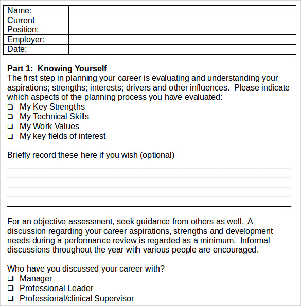 FREE 13  Sample Career Plan Templates in PDF MS Word Pages Google