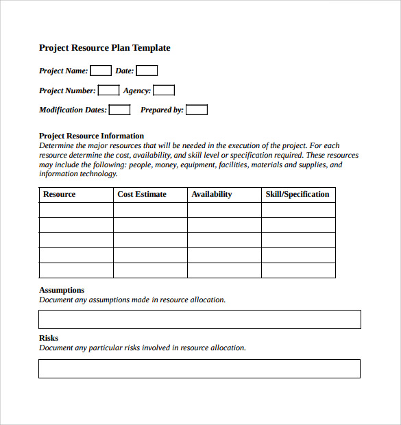 project resource plan template