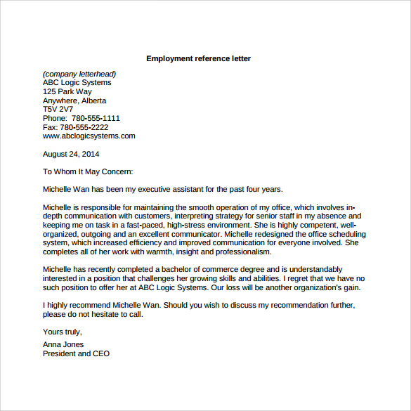 job reference letter pdf