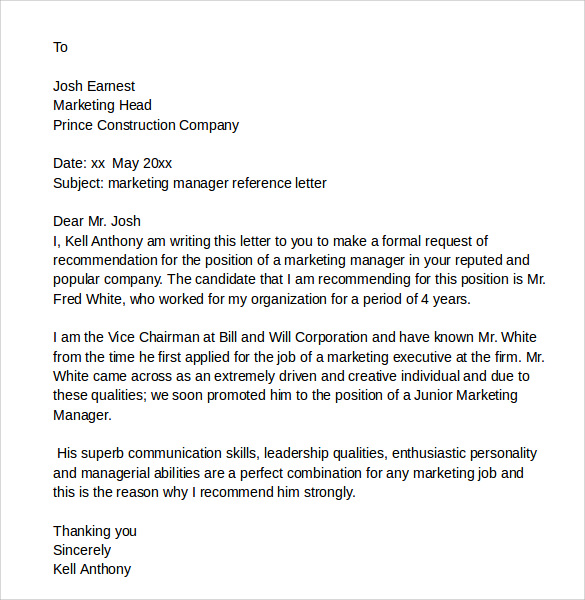 Sample Of Reference Letter For A Job from images.sampletemplates.com