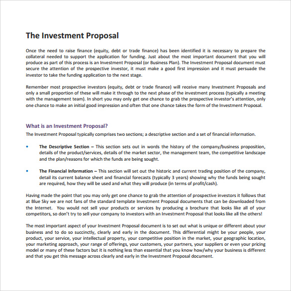 sample investment proposal template1