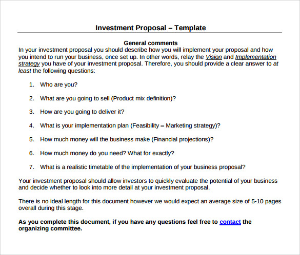 simple investment proposal template