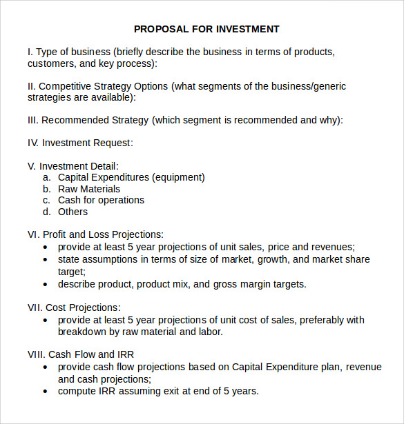 FREE 24+ Sample Investment Proposals in PDF MS Word