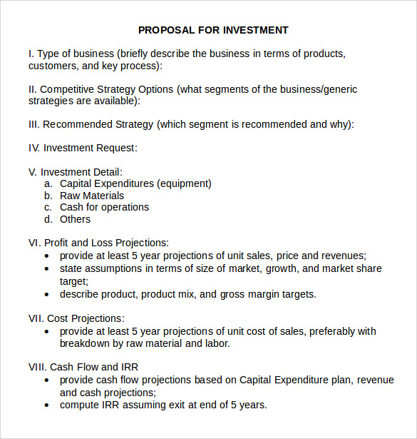 business proposal for an investor