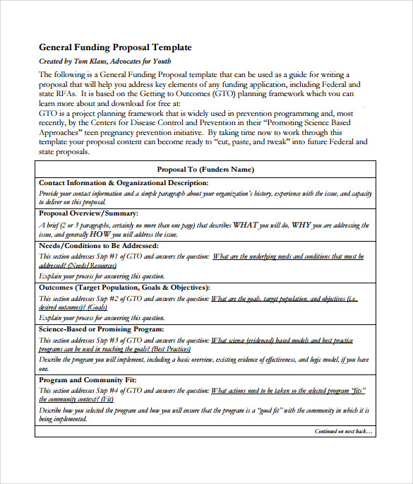 funding proposal template to download