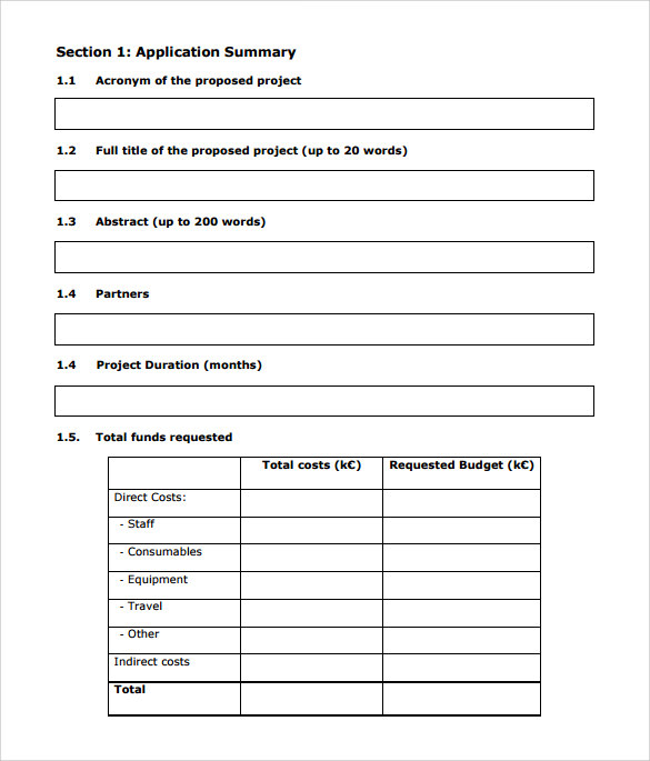 funding proposal template to print