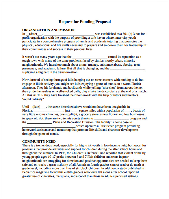 request for funding proposal template