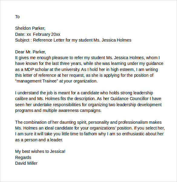 Recommendation letter for student from teacher pdf