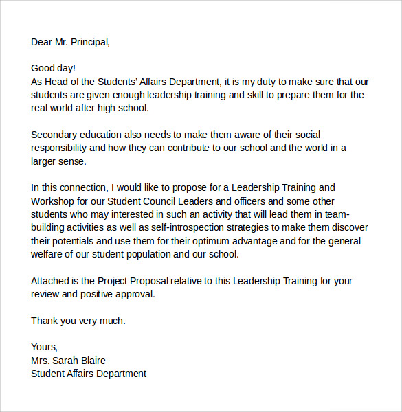 proposal letter to a principal