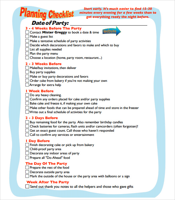 9+ Party Planning Samples | Sample Templates