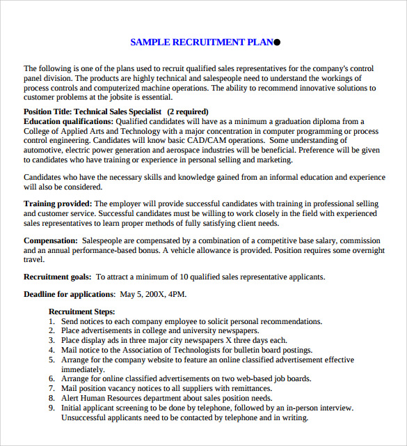 Sample Recruitment Plan Templates - 7+ Free Documents In PDF