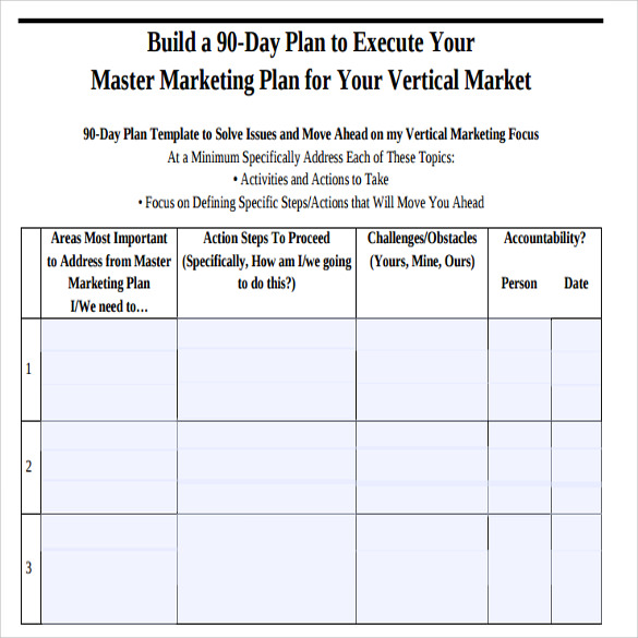 90 day plan for new manager