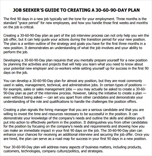job seeker’s guide to creating a 30 60 90 day plan