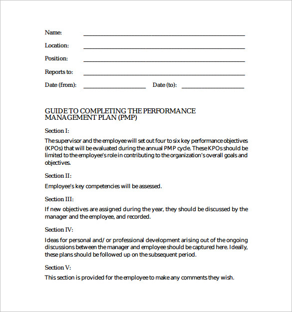 sample performance plan template