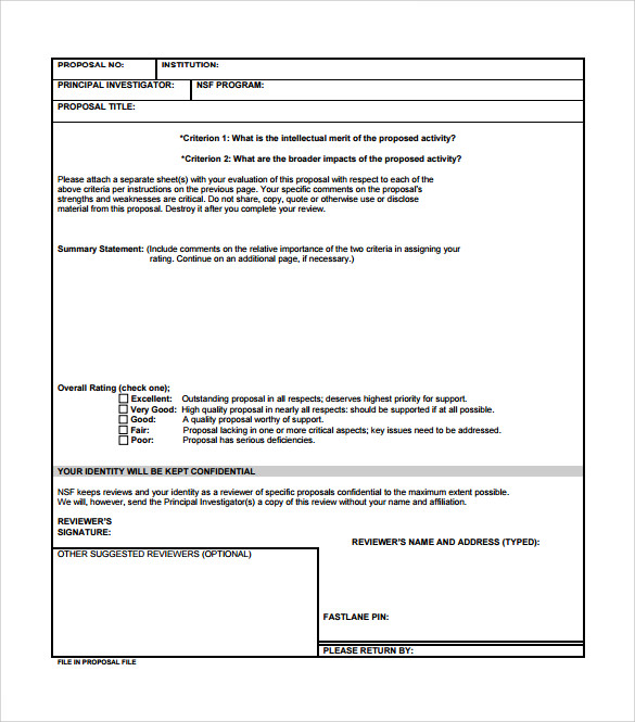 formal proposal review template