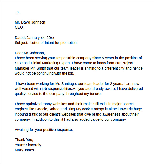 FREE 11 Sample Letter Of Intent For A Job In PDF MS Word Google 
