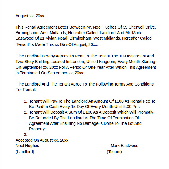 Letter From Landlord To Tenant from images.sampletemplates.com