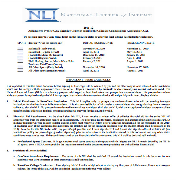 FREE 7+ Sample National Letter of Intent in PDF MS Word