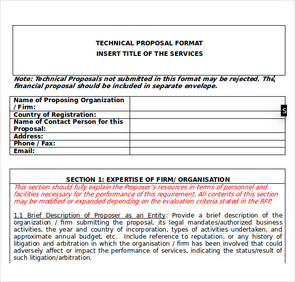 technical proposal letter format