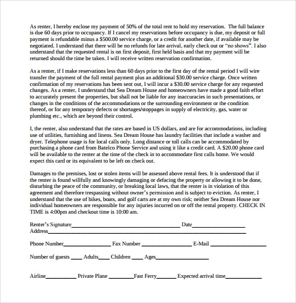 example of room rental agreement 