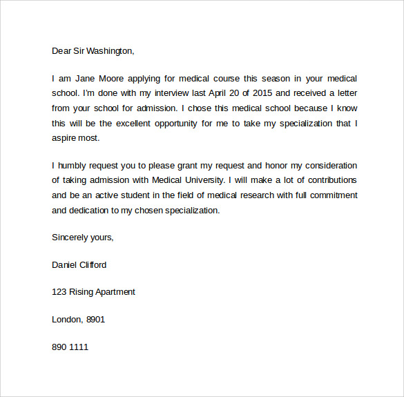 letter of intent gradual medical school