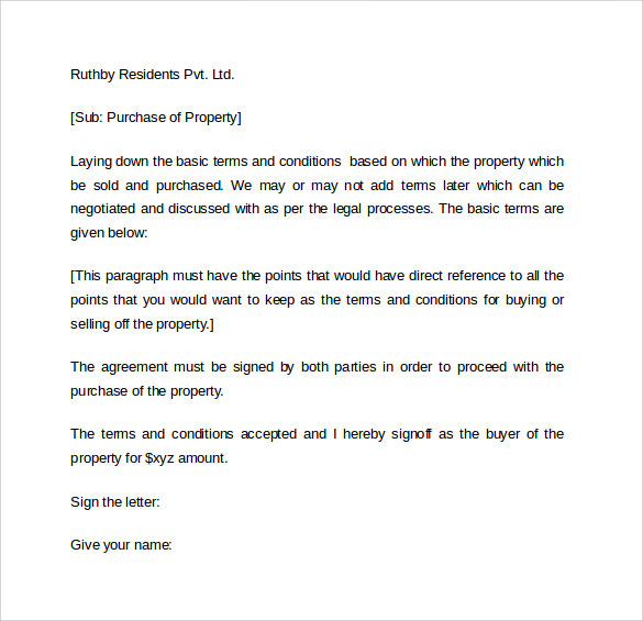letter of intent to purchase business template free