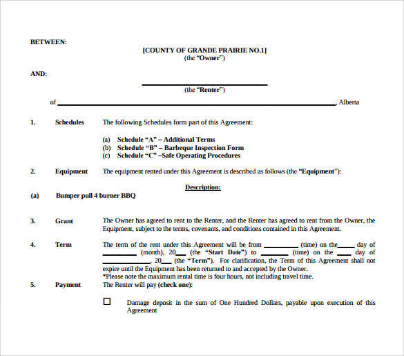 FREE 6 Sample Equipment Rental Agreement Templates In PDF MS Word 