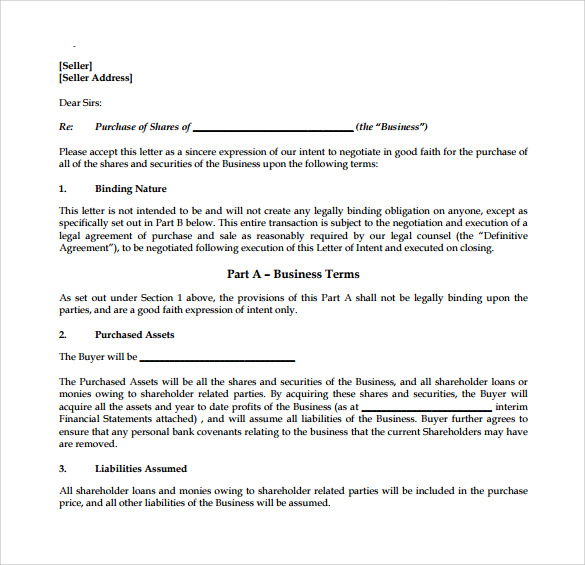 letter of intent to purchase businesspdf