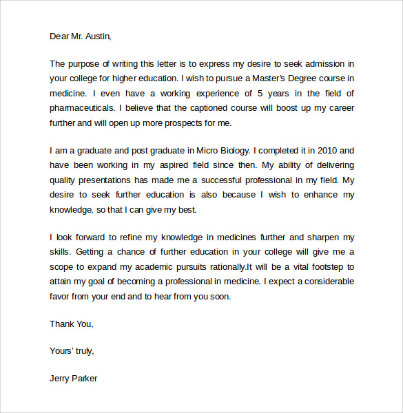 8+ Sample College Letter Of Intent – PDF, DOC | Sample Templates